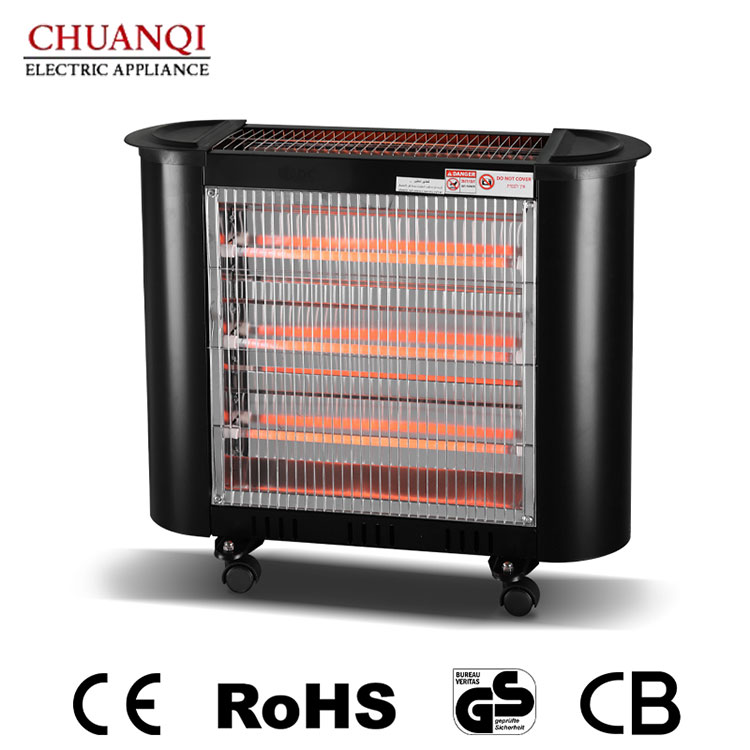 Chauffage à quartz 2000 W à 4 tubes avec interrupteur caché